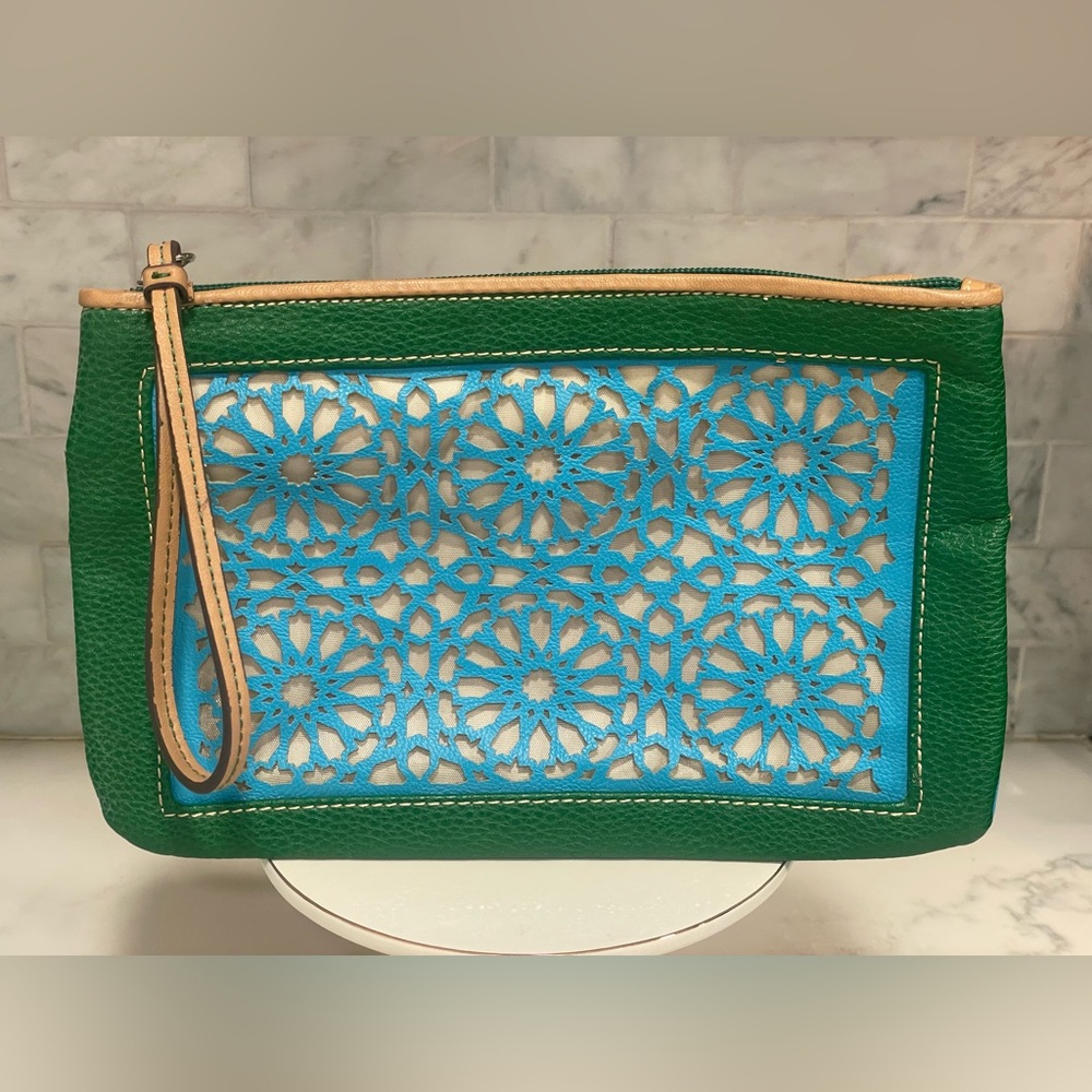 LOFT Floral Cut Out Wristlet, Multicolored Leather Clutch